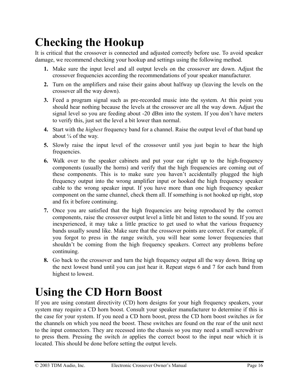 Checking the hookup, Using the cd horn boost | Hollywood 24CX-4 User Manual | Page 16 / 23