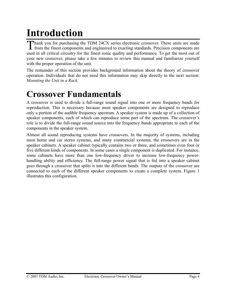 Introduction, Crossover fundamentals | Hollywood 24CX-4 User Manual | Page 4 / 23