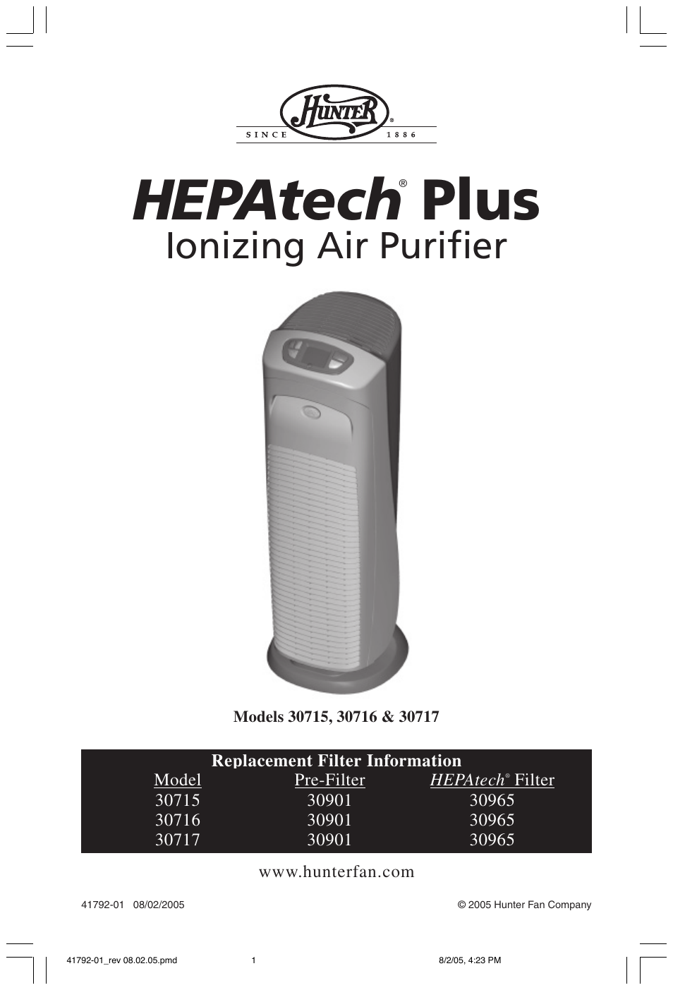 Hunter Fan 30715 User Manual | 17 pages