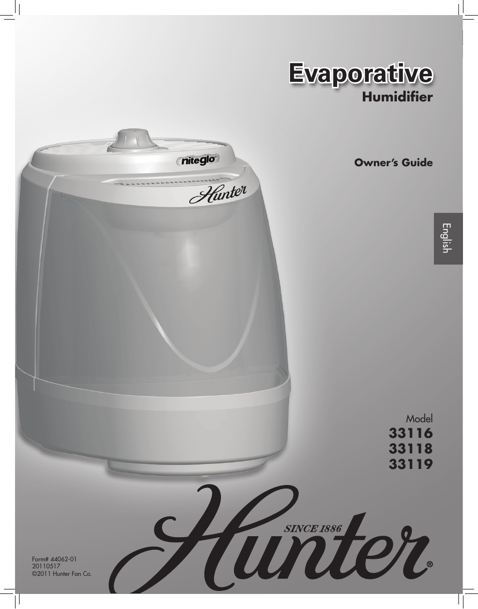 Hunter Fan NITEGLO 33118 User Manual | 10 pages