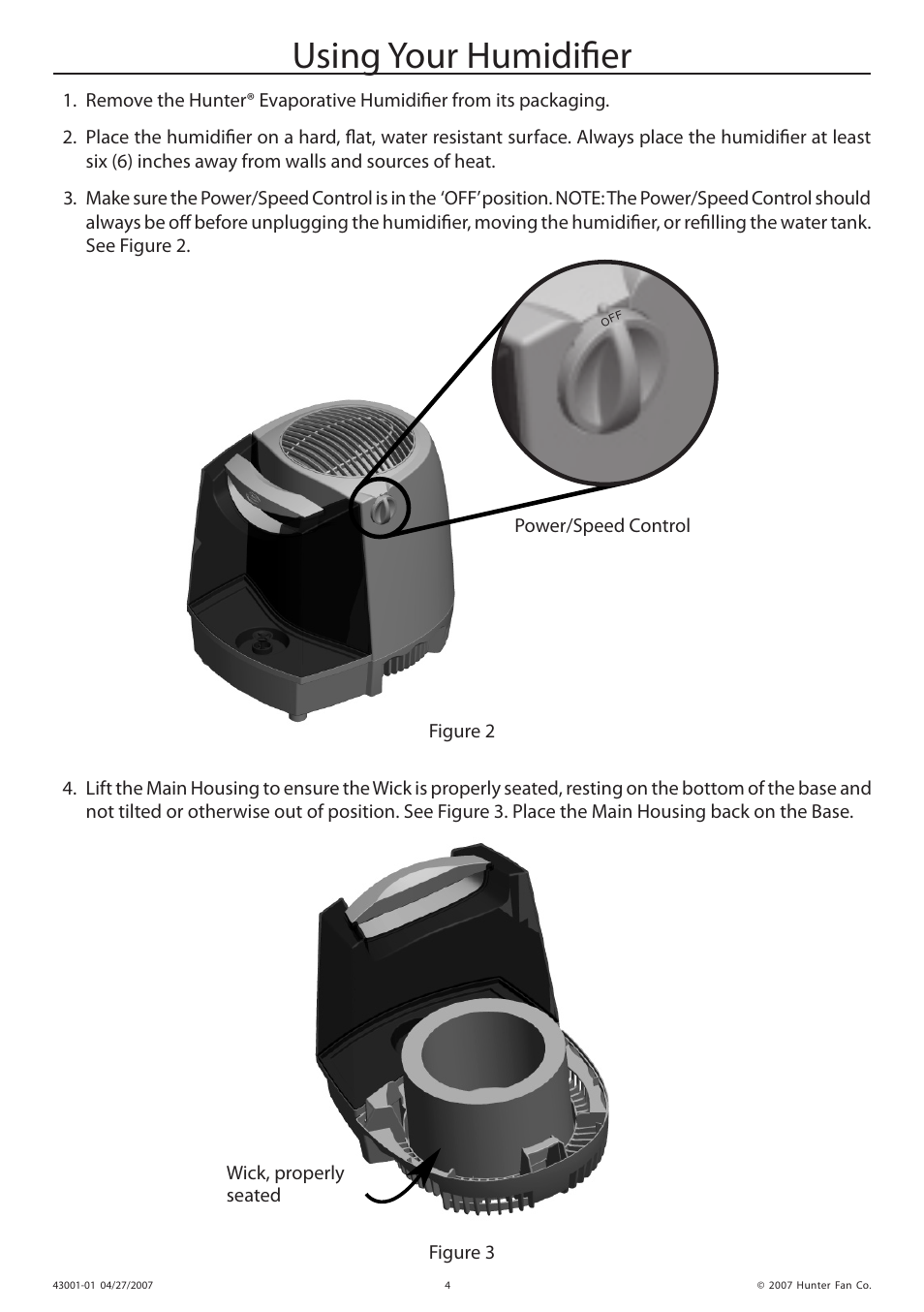 Using your humidifier | Hunter Fan 32200 User Manual | Page 4 / 24