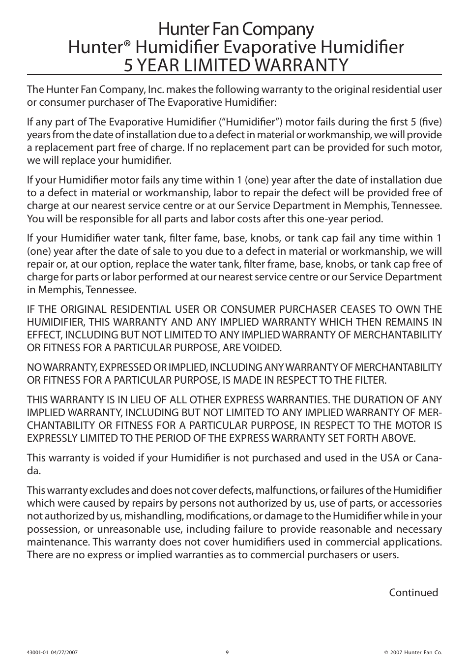 Hunter Fan 32200 User Manual | Page 9 / 24