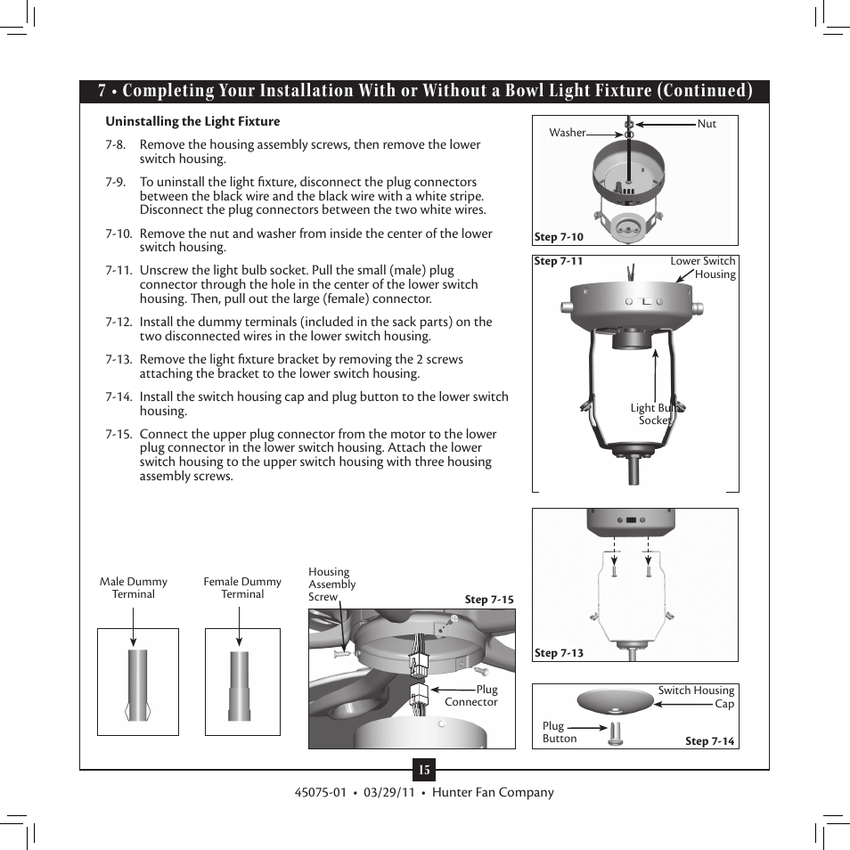 Hunter Fan Type User Manual | Page 15 / 18