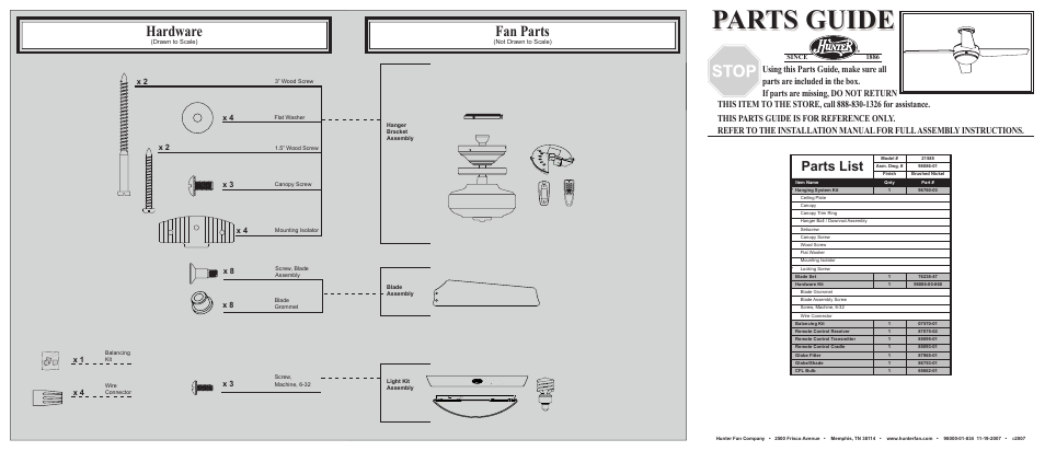 Hunter Fan 21585 User Manual | 2 pages