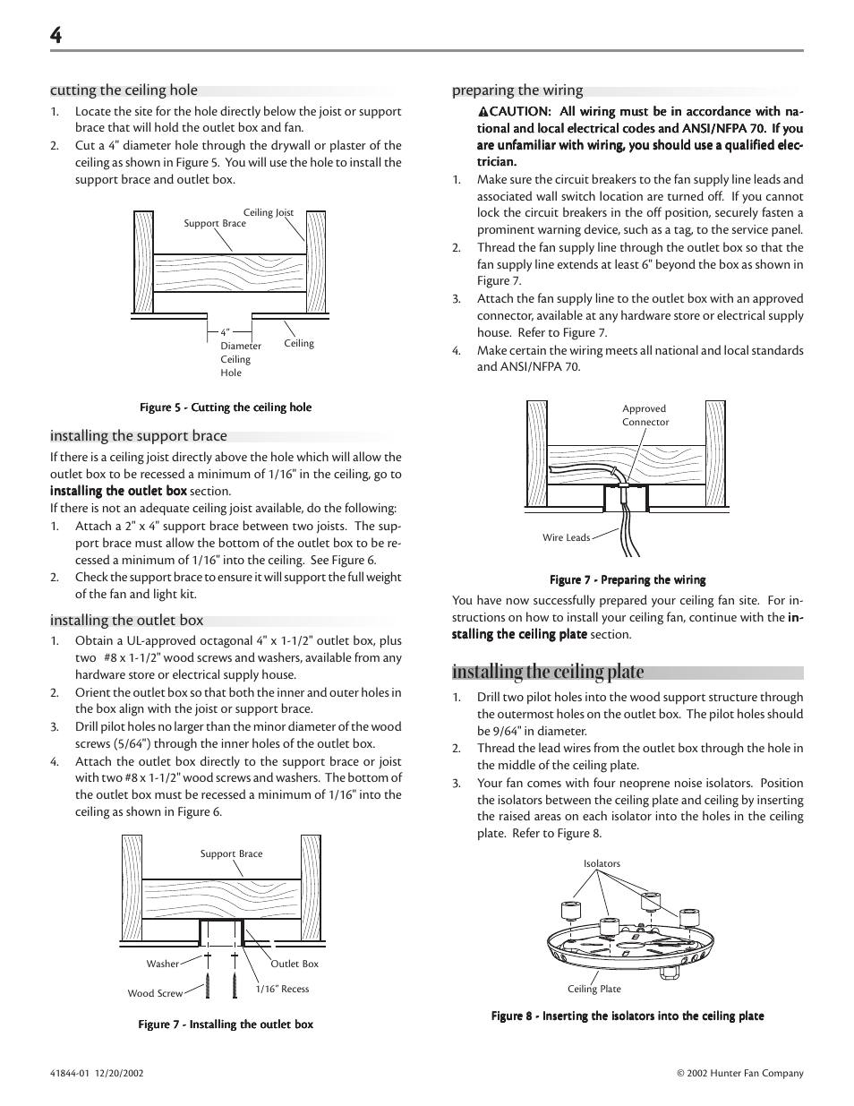 Installing the ceiling plate | Hunter Fan 41844-01 User Manual | Page 4 / 9