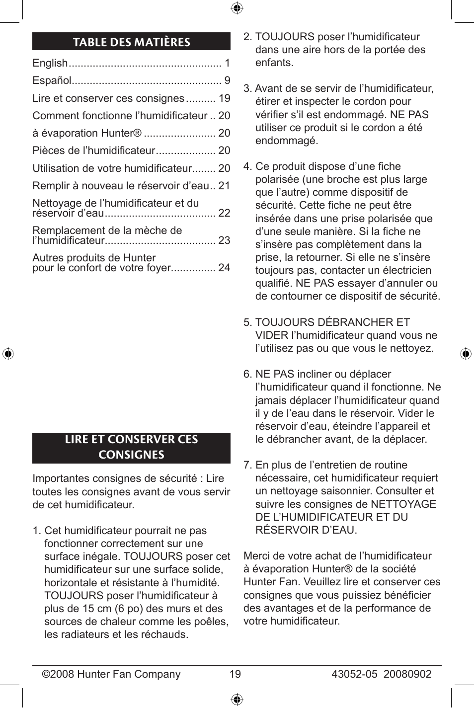 Hunter Fan 43052-01 User Manual | Page 19 / 25