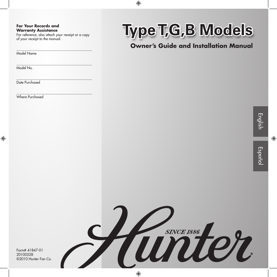 Hunter Fan TypeB User Manual | 17 pages