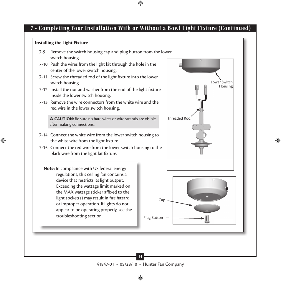 Hunter Fan TypeB User Manual | Page 14 / 17