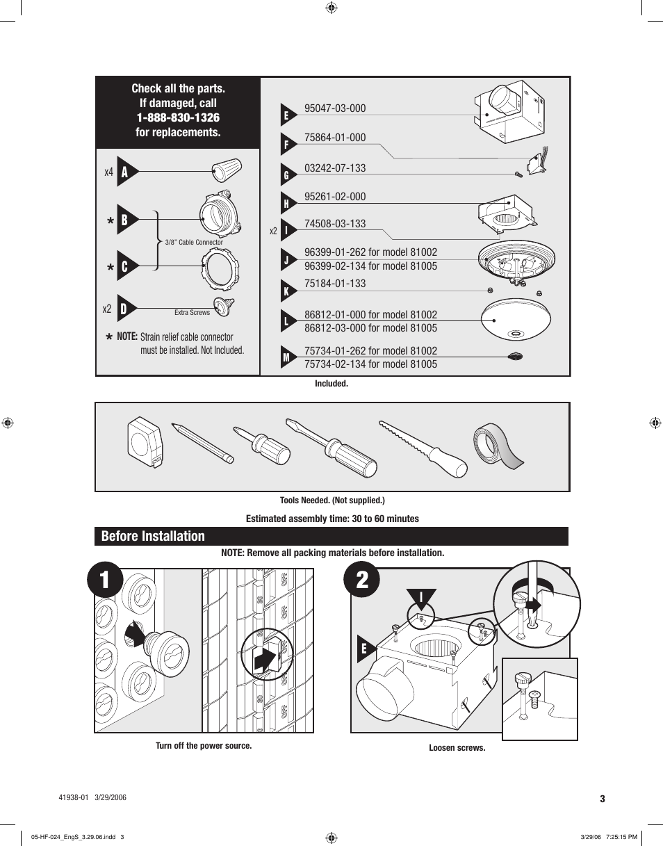 Ab c | Hunter Fan 81005 User Manual | Page 3 / 28