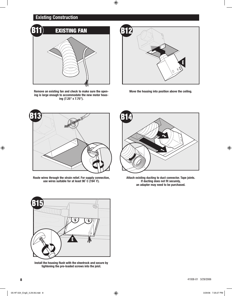 Existing fan | Hunter Fan 81005 User Manual | Page 8 / 28