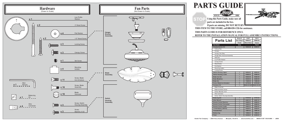 Hunter Fan 28614 User Manual | 2 pages