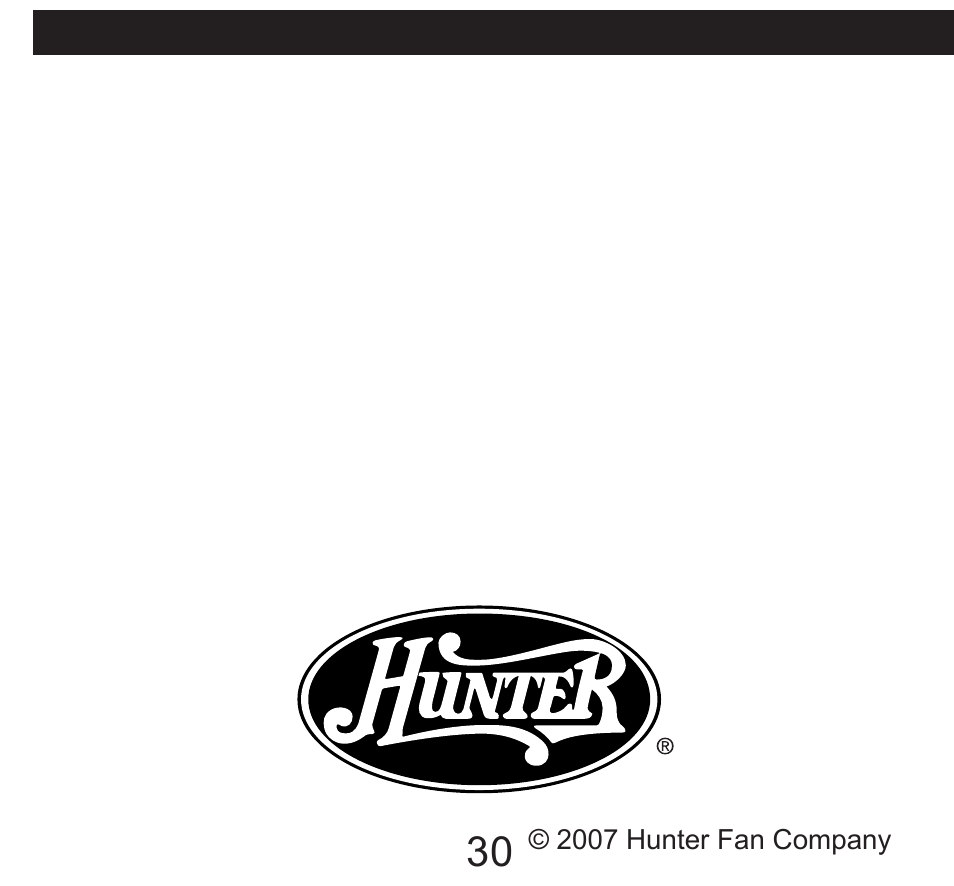 Hunter Fan 40135 User Manual | Page 30 / 30