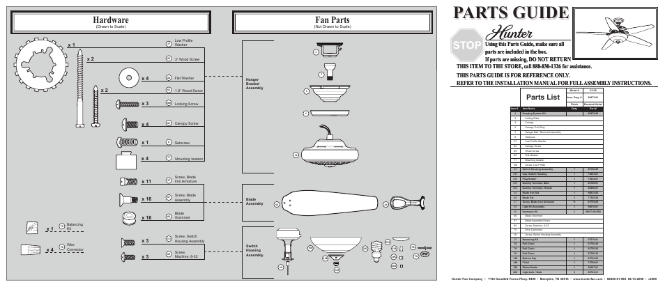 Hunter Fan 21100 User Manual | 2 pages