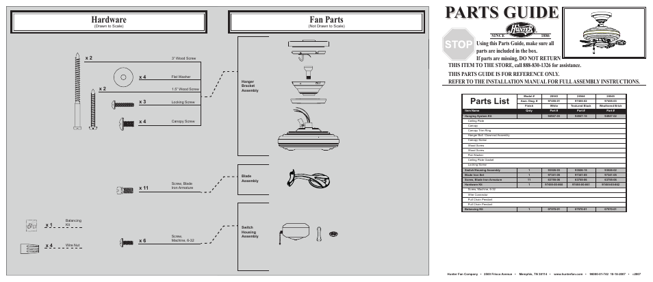 Hunter Fan 28545 User Manual | 2 pages