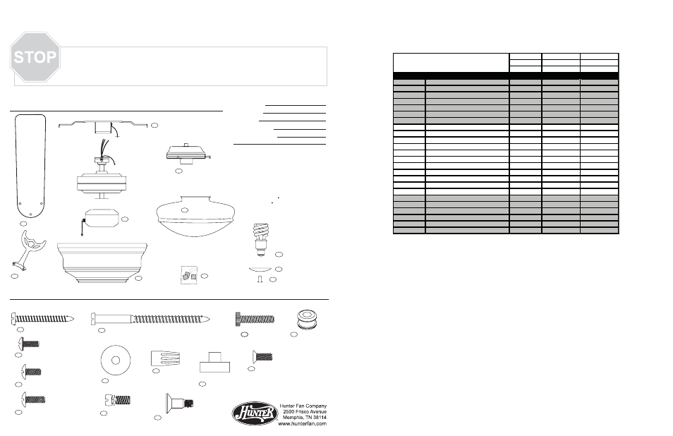 Hunter Fan 20801 User Manual | 2 pages