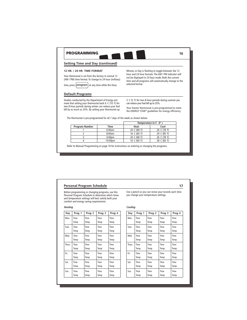 Programming | Hunter Fan 47350A User Manual | Page 9 / 23