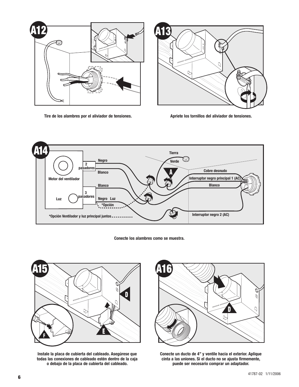 0a16, A12 a13 | Hunter Fan 41787-01 User Manual | Page 22 / 32