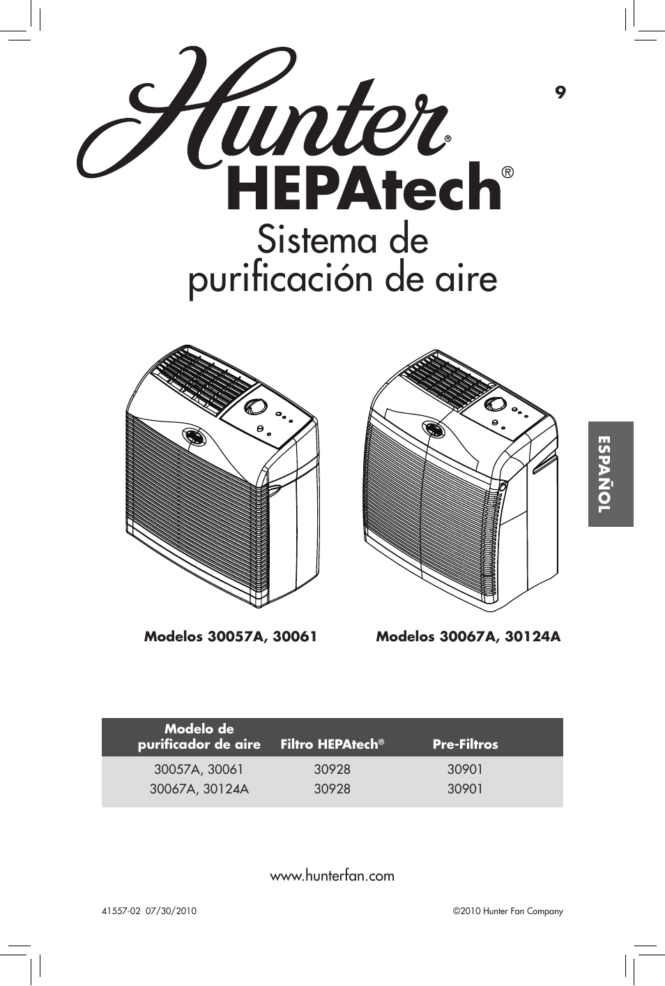 Hepatech, Sistema de purificación de aire | Hunter Fan HEPATECH 30057A User Manual | Page 9 / 24