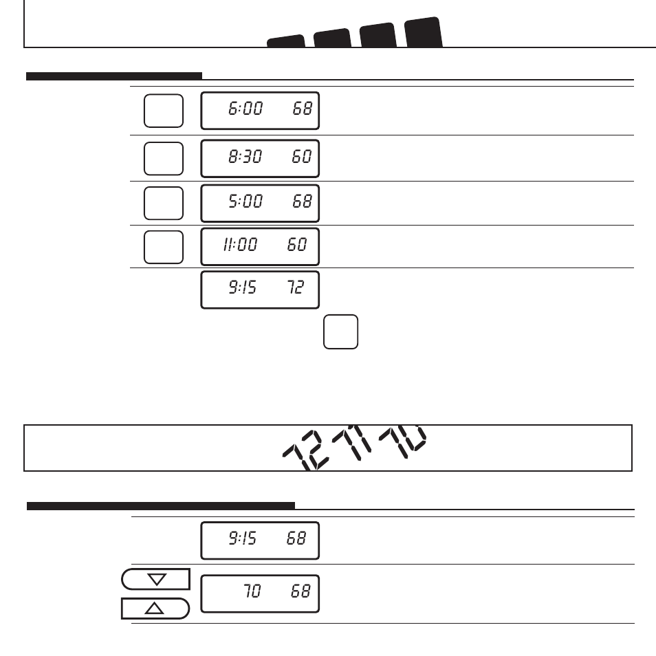 I9:!5 68, I!:00 60, I9:!5 72 | Programming 12, Operations, Displaying programs (cont.) | Hunter Fan 44428 User Manual | Page 12 / 22