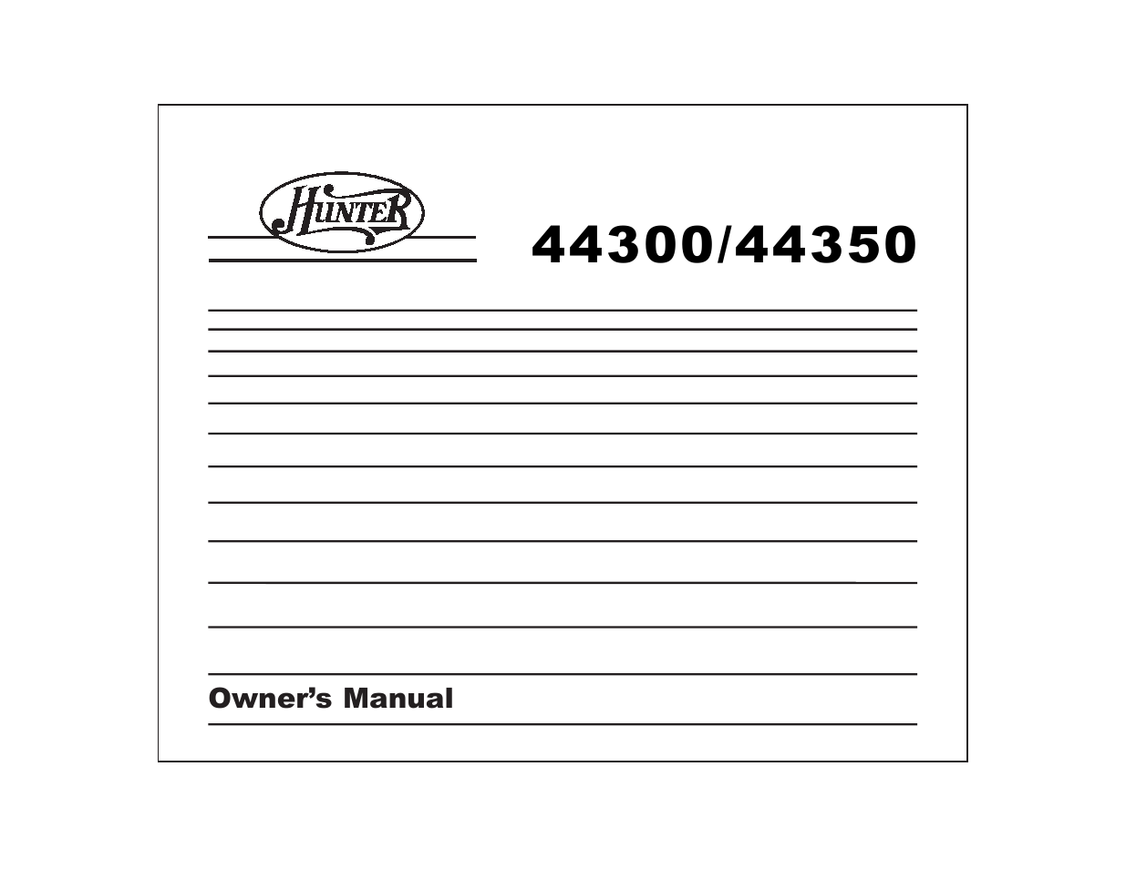 Hunter Fan 44300 User Manual | 35 pages