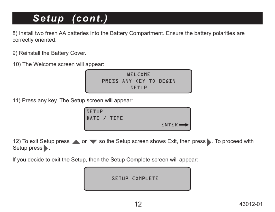 Setup (cont.) | Hunter Fan 45051 User Manual | Page 12 / 73