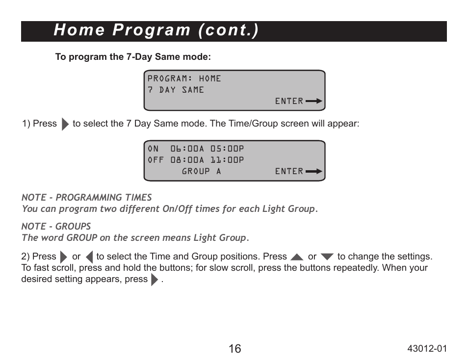 Home program (cont.) | Hunter Fan 45051 User Manual | Page 16 / 73