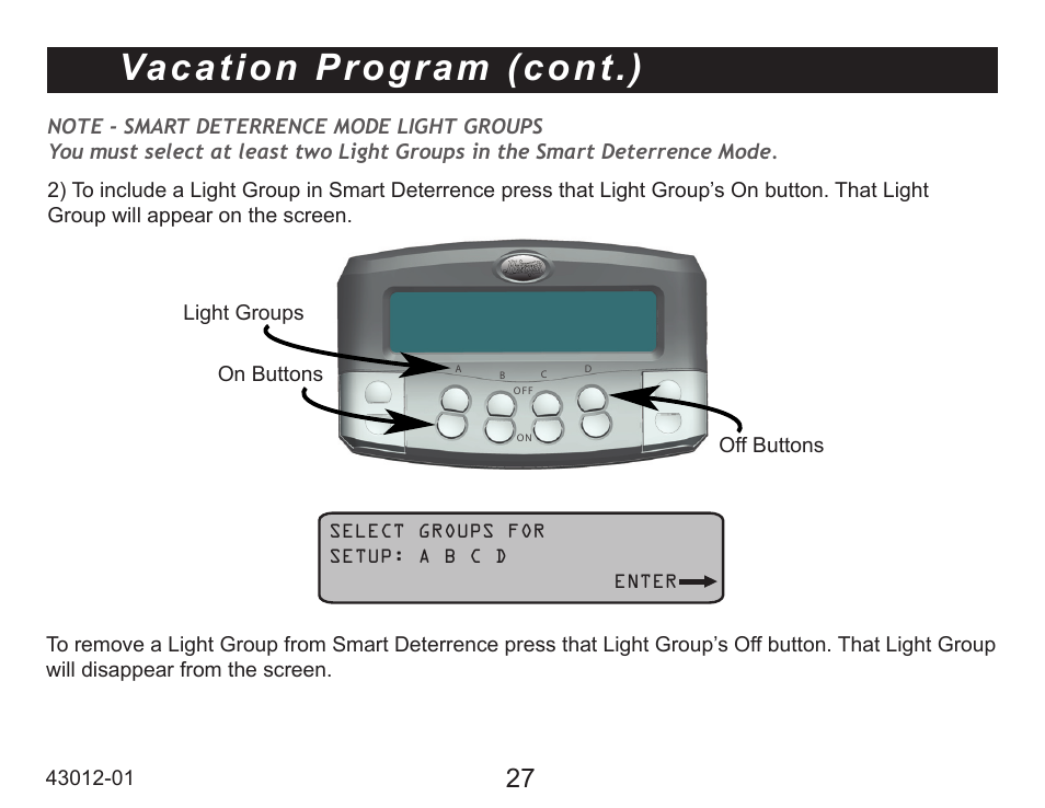 Vacation program (cont.) | Hunter Fan 45051 User Manual | Page 27 / 73