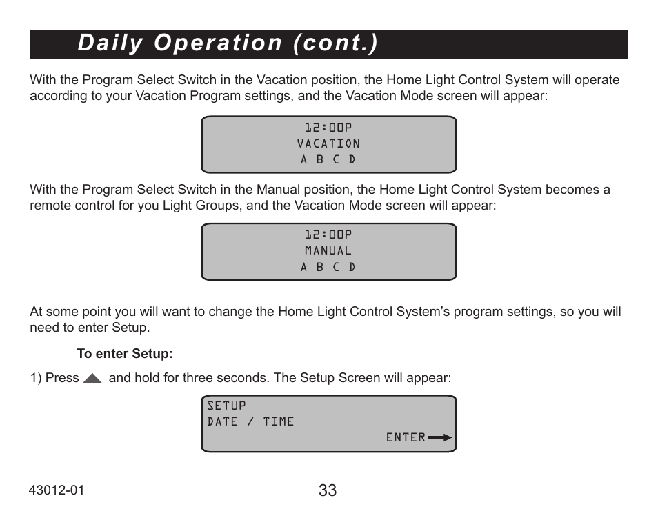 Daily operation (cont.) | Hunter Fan 45051 User Manual | Page 33 / 73