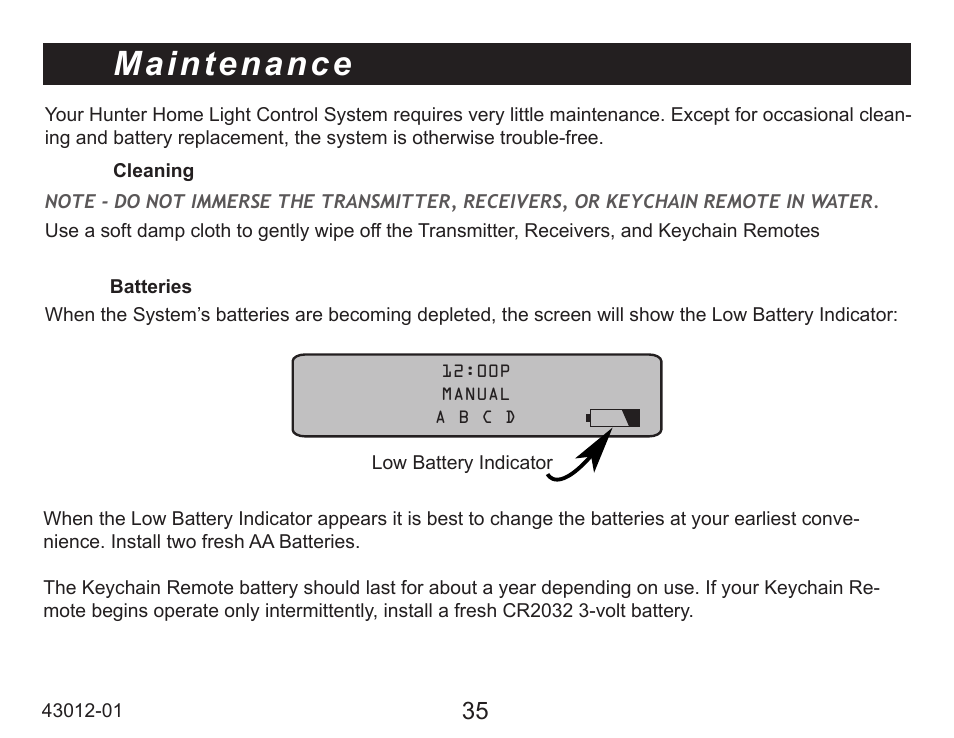 Maintenance | Hunter Fan 45051 User Manual | Page 35 / 73
