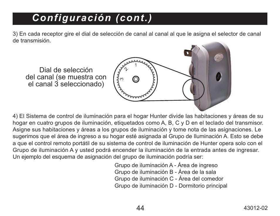 Configuración (cont.) | Hunter Fan 45051 User Manual | Page 45 / 73