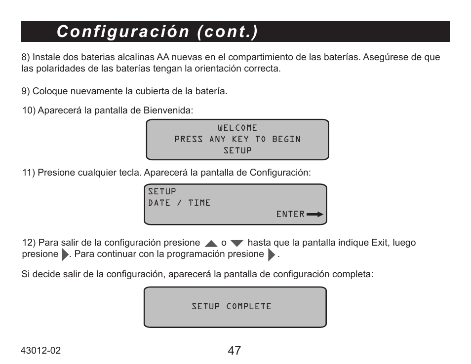 Configuración (cont.) | Hunter Fan 45051 User Manual | Page 48 / 73