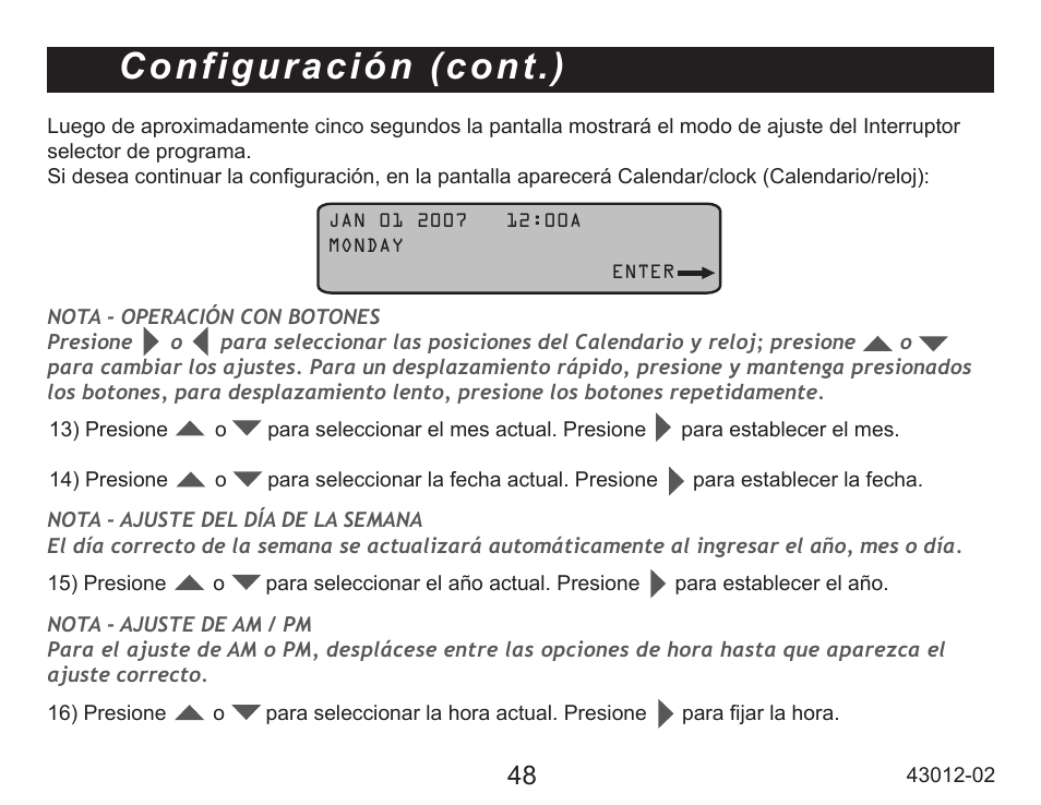 Configuración (cont.) | Hunter Fan 45051 User Manual | Page 49 / 73