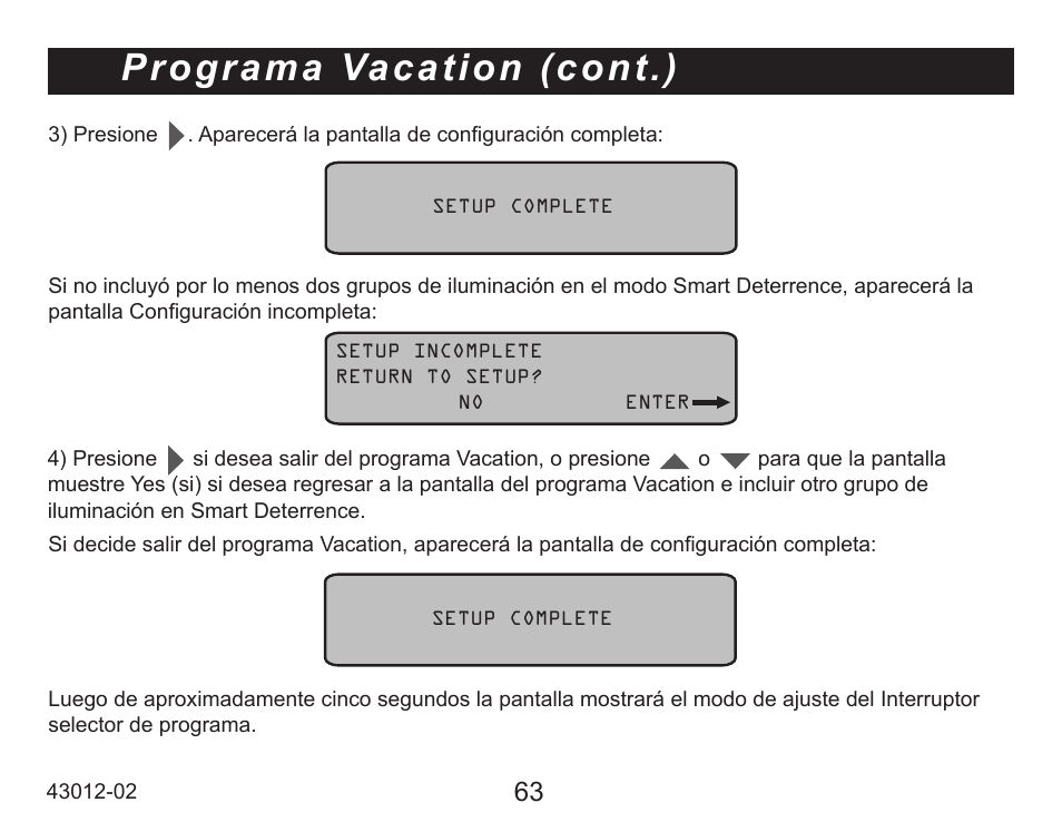 Programa vacation (cont.) | Hunter Fan 45051 User Manual | Page 64 / 73