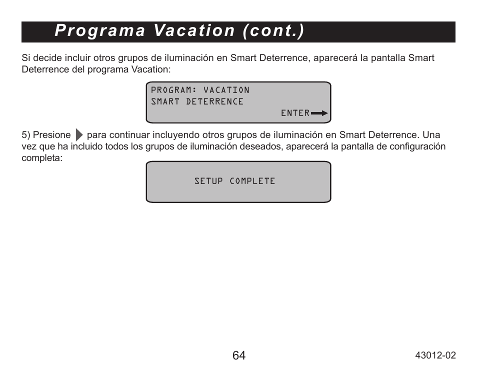 Programa vacation (cont.) | Hunter Fan 45051 User Manual | Page 65 / 73