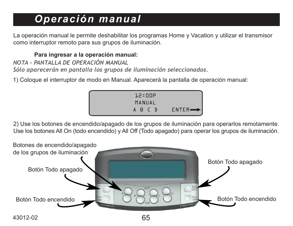 Operación manual | Hunter Fan 45051 User Manual | Page 66 / 73