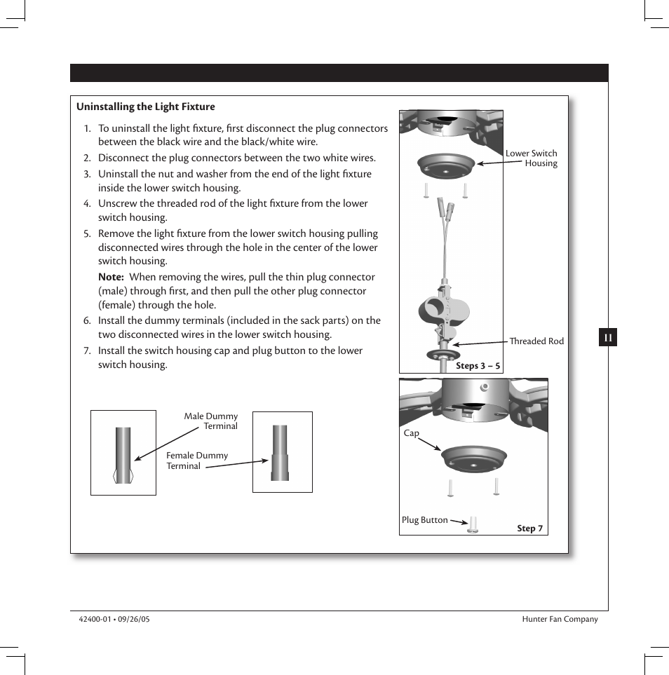 Hunter Fan HUNTER Ceiling Fans User Manual | Page 11 / 14