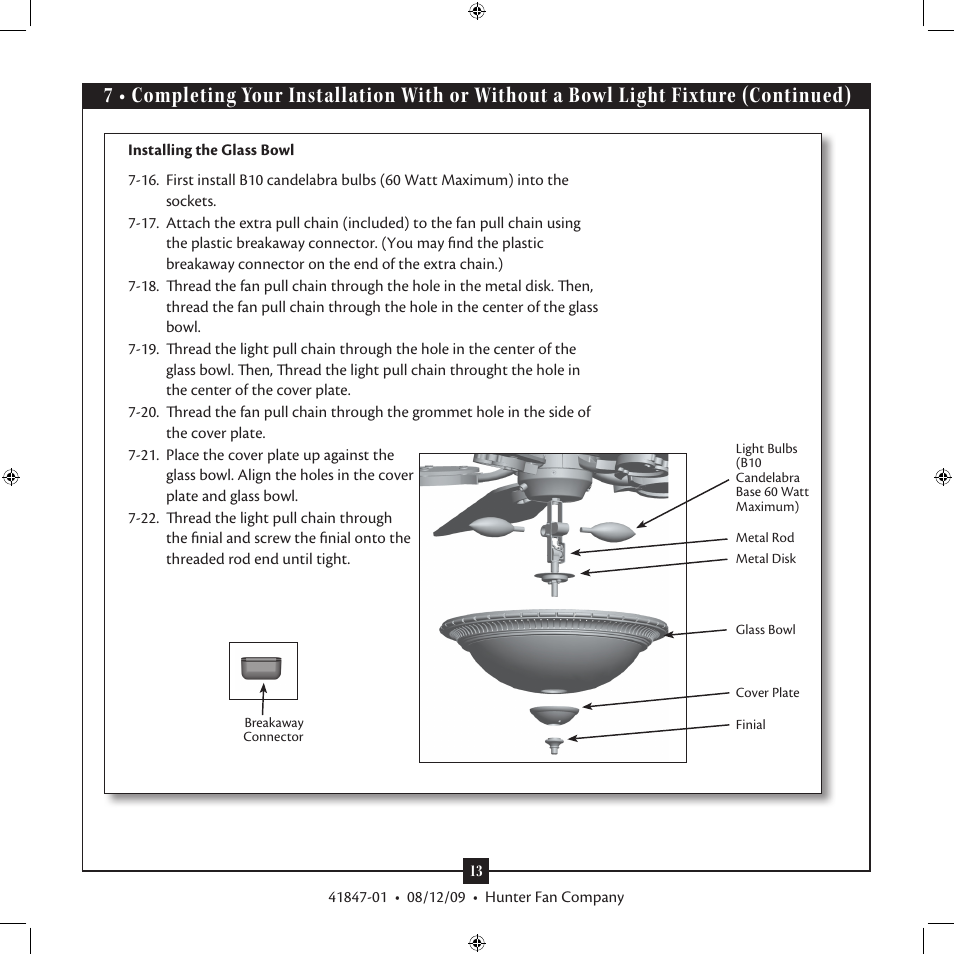 Hunter Fan Type G Models User Manual | Page 13 / 15