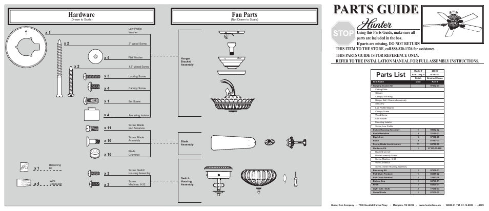 Hunter Fan 28608 User Manual | 2 pages