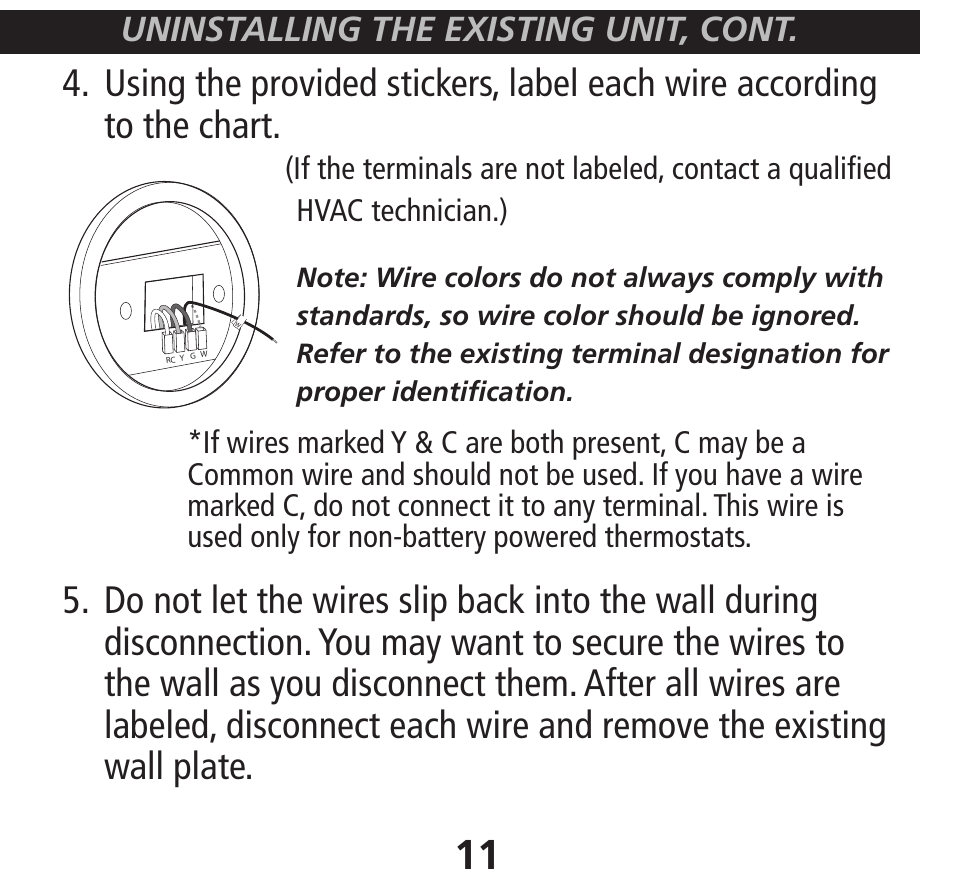 Uninstalling the existing unit, cont | Hunter Fan 40170 User Manual | Page 11 / 33