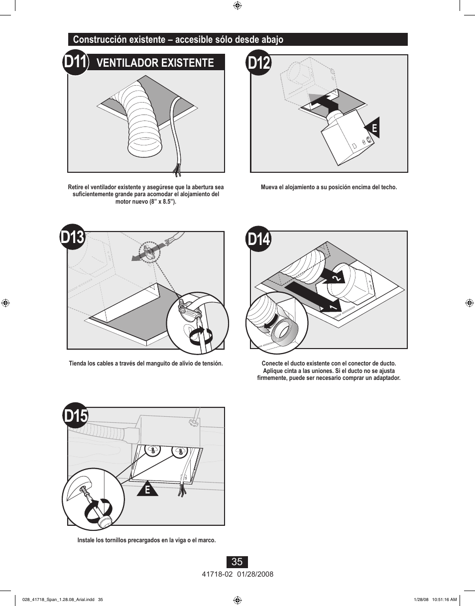 D12 d13, Ventilador existente | Hunter Fan Saturn 90058 User Manual | Page 35 / 40