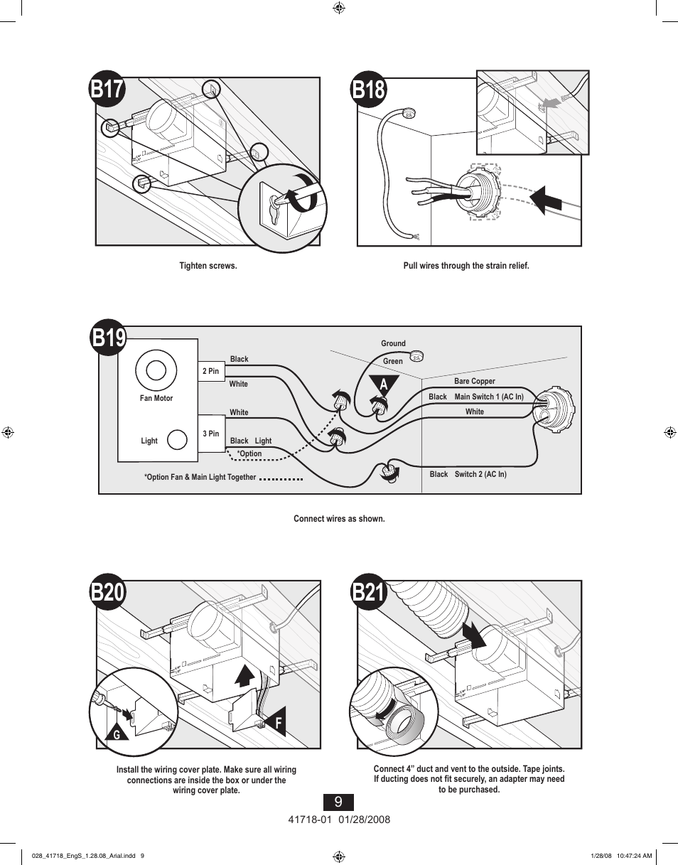 B17 b18 | Hunter Fan Saturn 90058 User Manual | Page 9 / 40