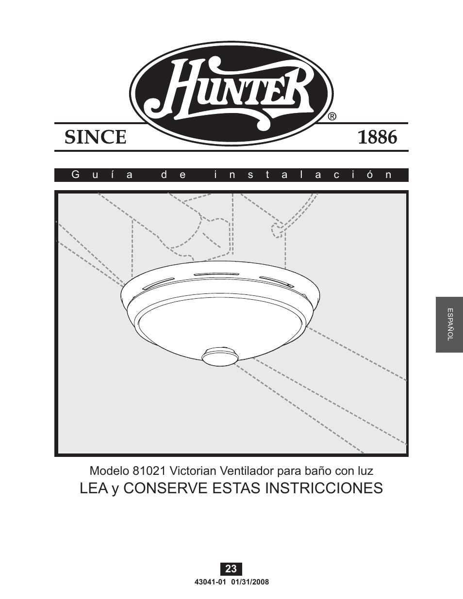 Lea y conserve estas instricciones | Hunter Fan 81021 User Manual | Page 23 / 65