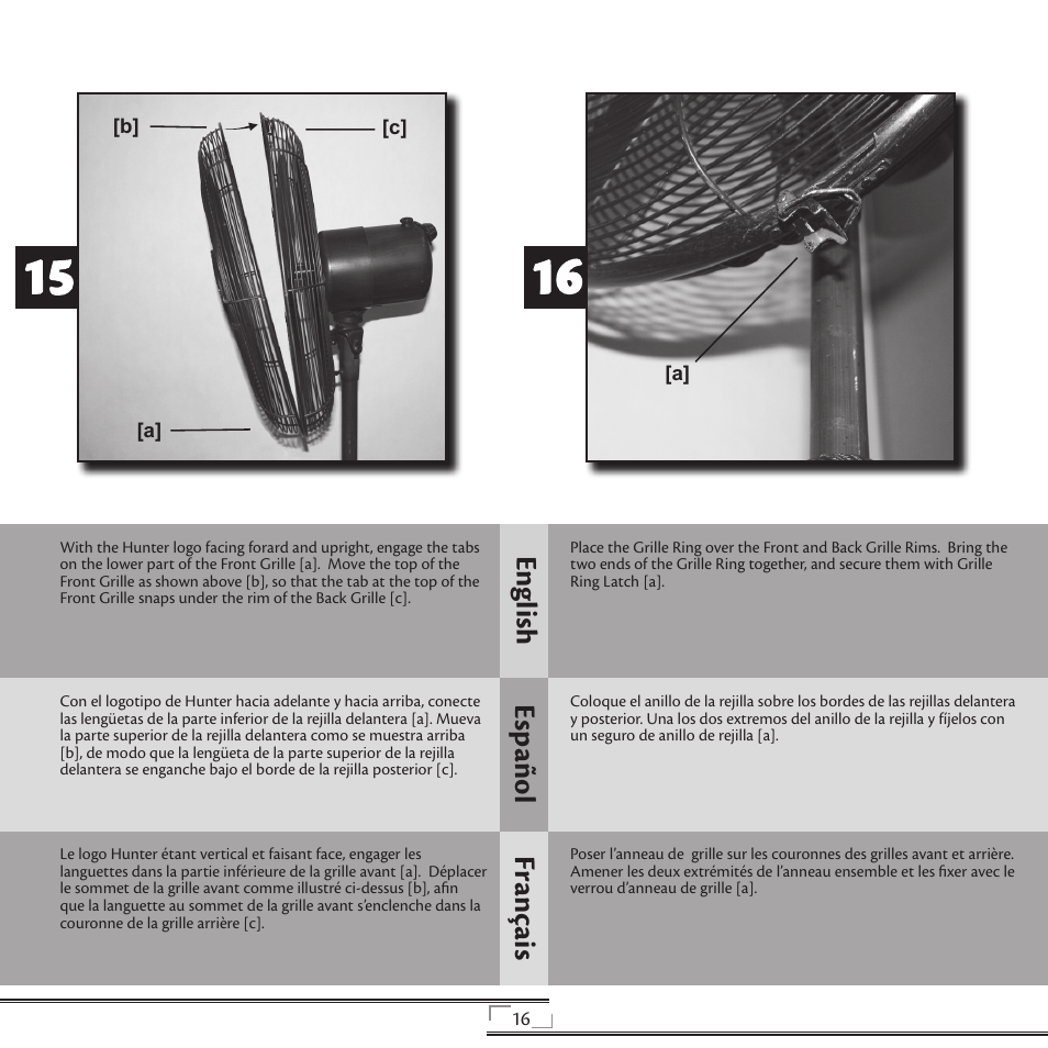 En gli sh esp año l fr anç ais | Hunter Fan 20081013 User Manual | Page 16 / 24