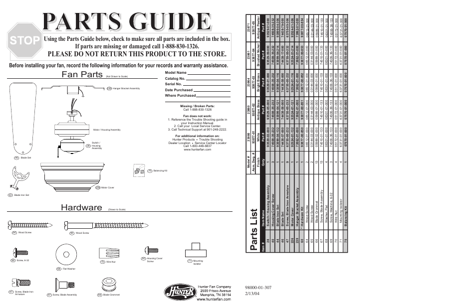 Hunter Fan 23871 User Manual | 2 pages