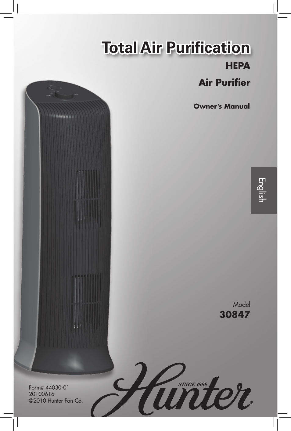 Hunter Fan HEPA 30847 User Manual | 14 pages