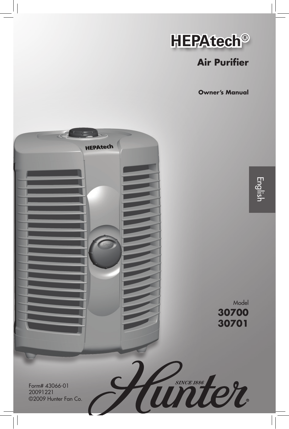 Hunter Fan HEPATECH 30701 User Manual | 8 pages
