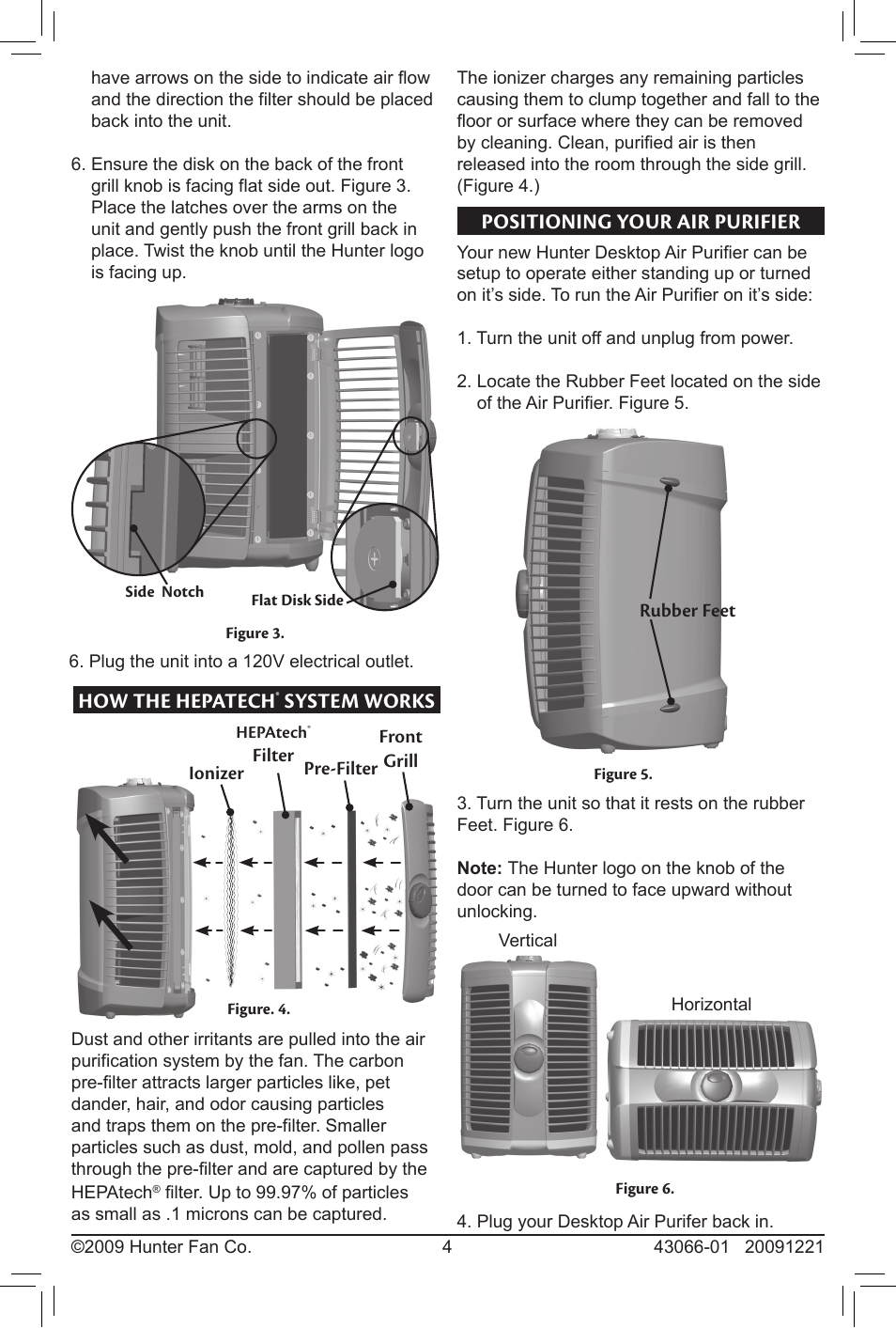 Positioning your air purifier, How the hepatech, System works | Hunter Fan HEPATECH 30701 User Manual | Page 4 / 8