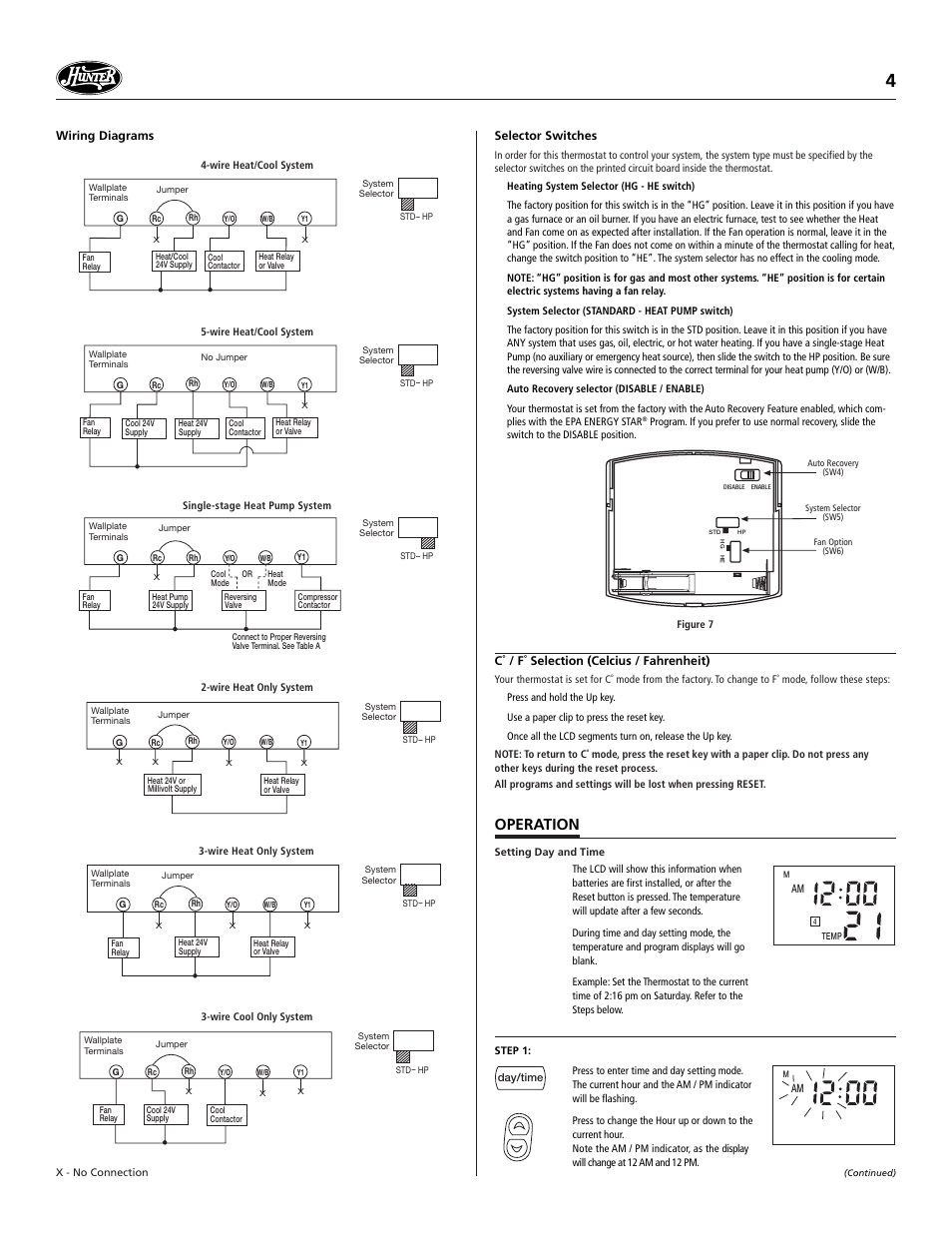 Operation | Hunter Fan 47250A User Manual | Page 4 / 7