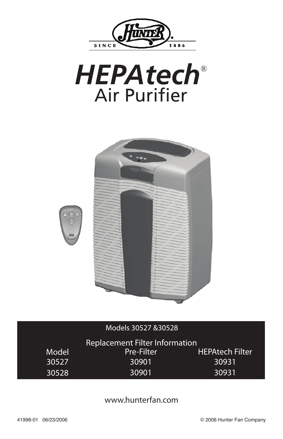 Hunter Fan 30527 User Manual | 17 pages