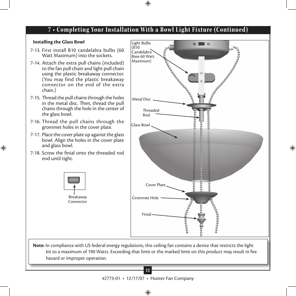 Hunter Fan Grandview 23923 User Manual | Page 12 / 14